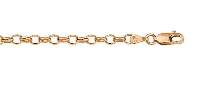 9ct Rose Gold 3.2mm Oval Belcher Bracelet
