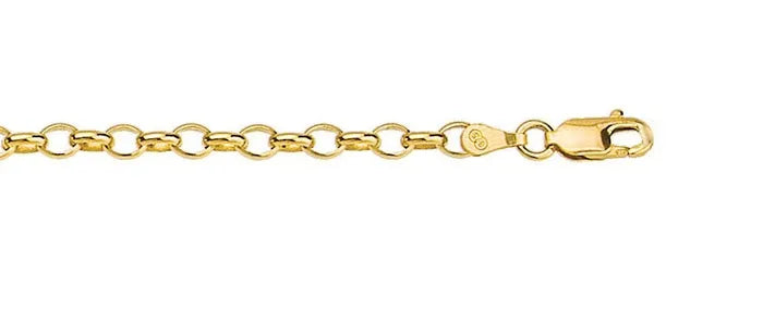 9ct Yellow Gold 3.2mm Oval Belcher Bracelet