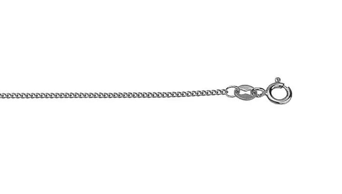 9ct White Gold Round curb Chain, 50cm