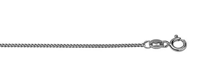 9ct White Gold Diamond Cut Curb Chain, 1.4mm, 60cm