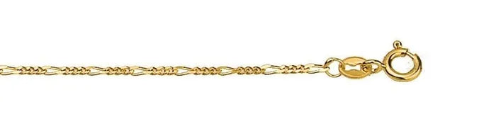 9ct Yellow Gold Diamond cut figaro chain, 45cm