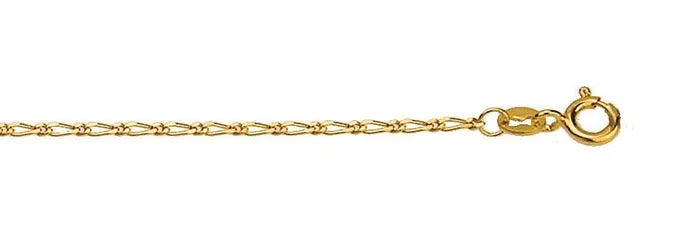 9ct Yellow Gold Diamond cut Figaro chain, 50cm