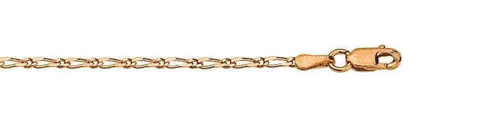 9ct Rose Gold Figaro chain, 45cm