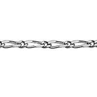 9ct White Gold Diamond cut Figaro chain, 42cm