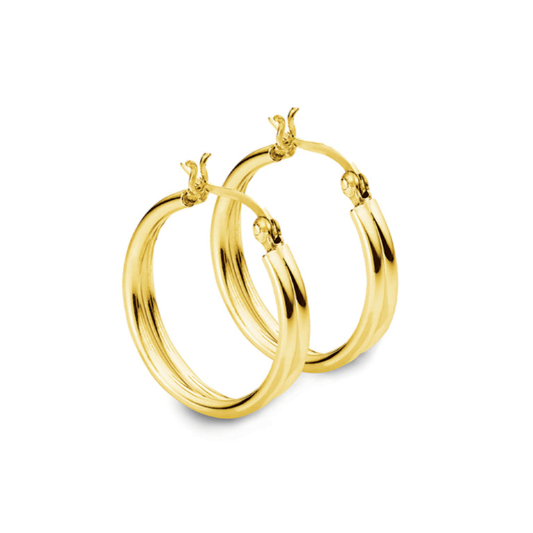 Sterling Silver Gold Plated Hoop Earrings, 23mm