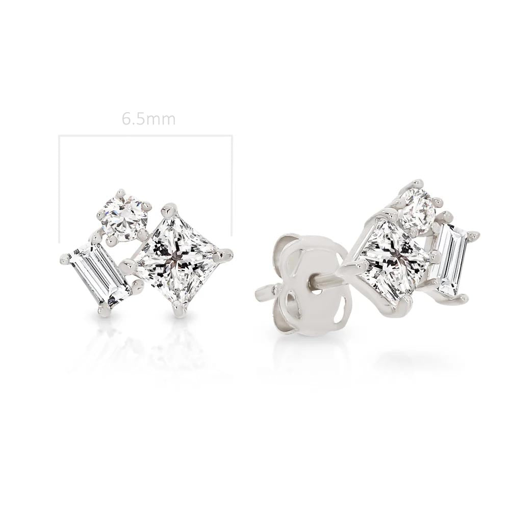 9ct white gold scatter studs