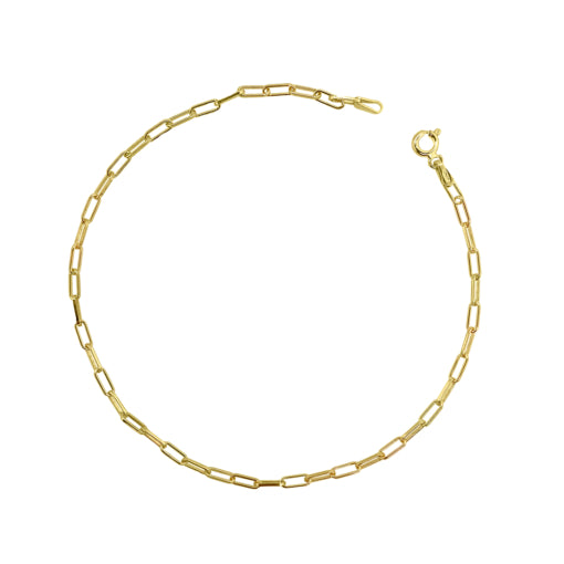 Sterling Silver Gold Plated Anklet, 24cm