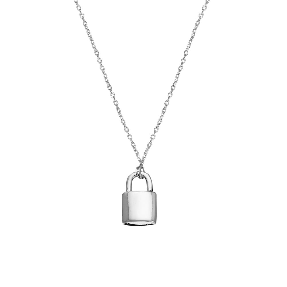 Sterling Silver Padlock and chain, 47cm
