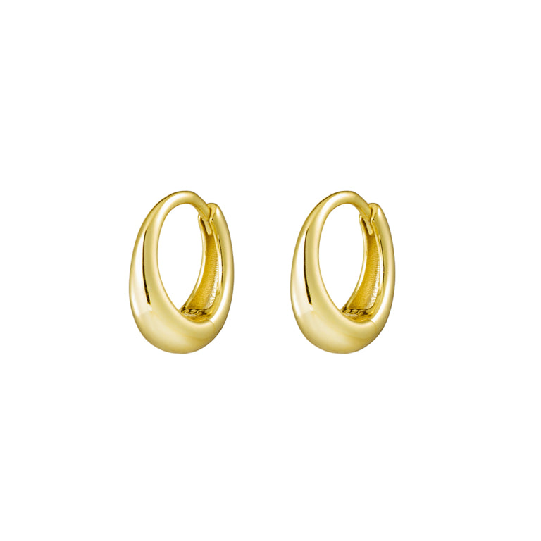 Sterling Silver Gold Plated Tapered Huggie Earrings