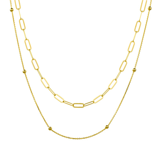 Sterling Silver Gold Plated Double Strand Chain, 48cm