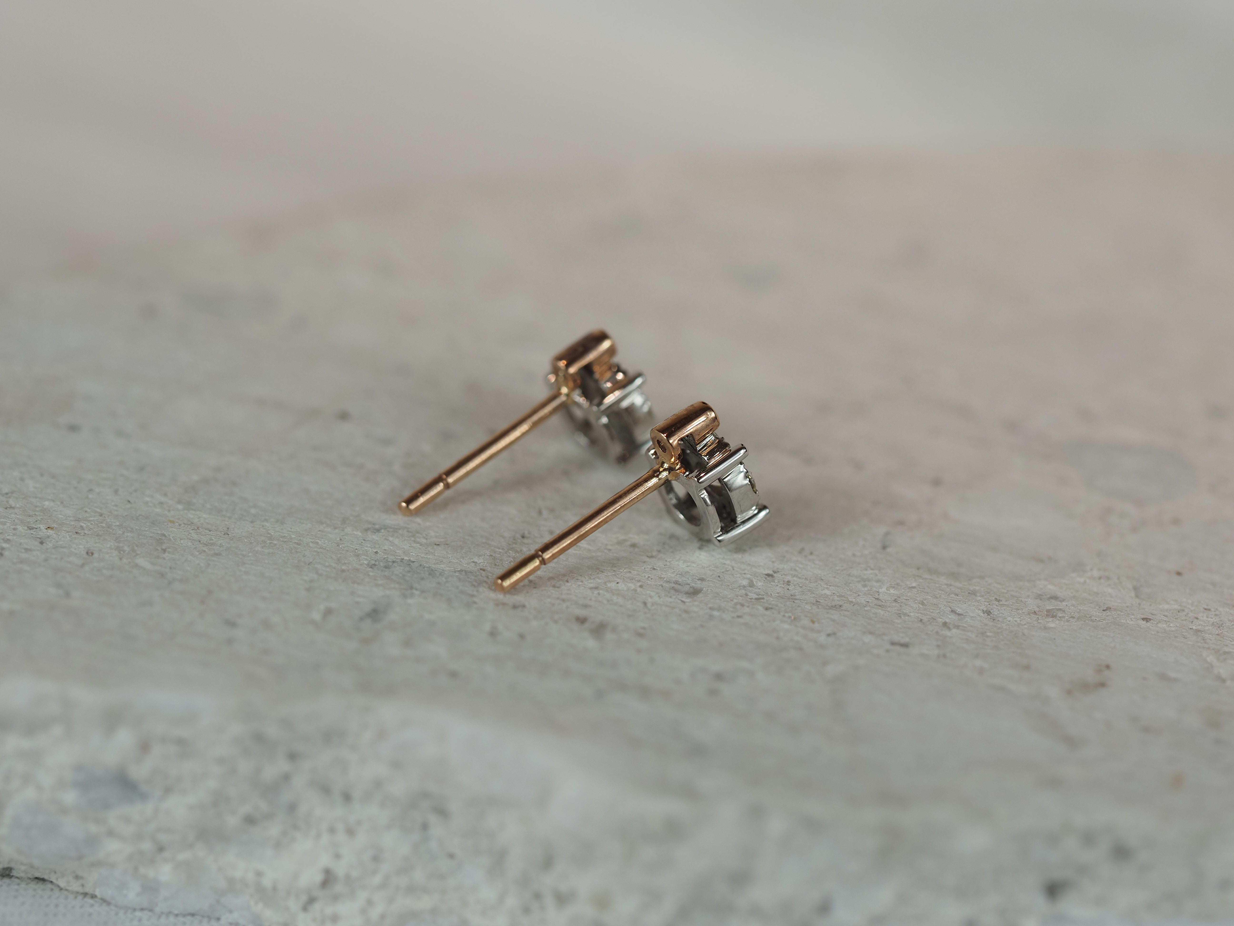 9ct Rose and White gold 'Pink Caviar' Argyle Diamond stud earrings, 0.26ct total