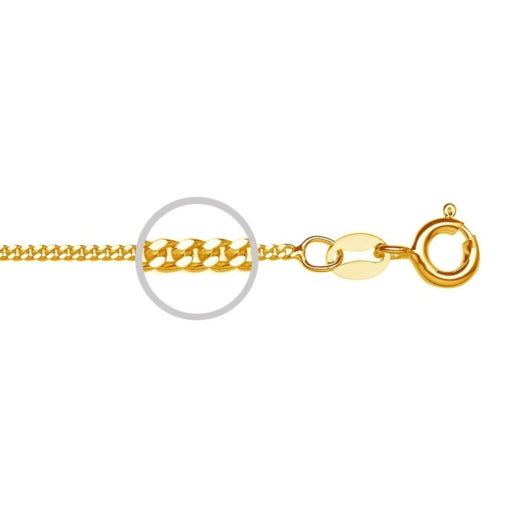 Sterling Silver Gold Plated Curb Chain, 45cm