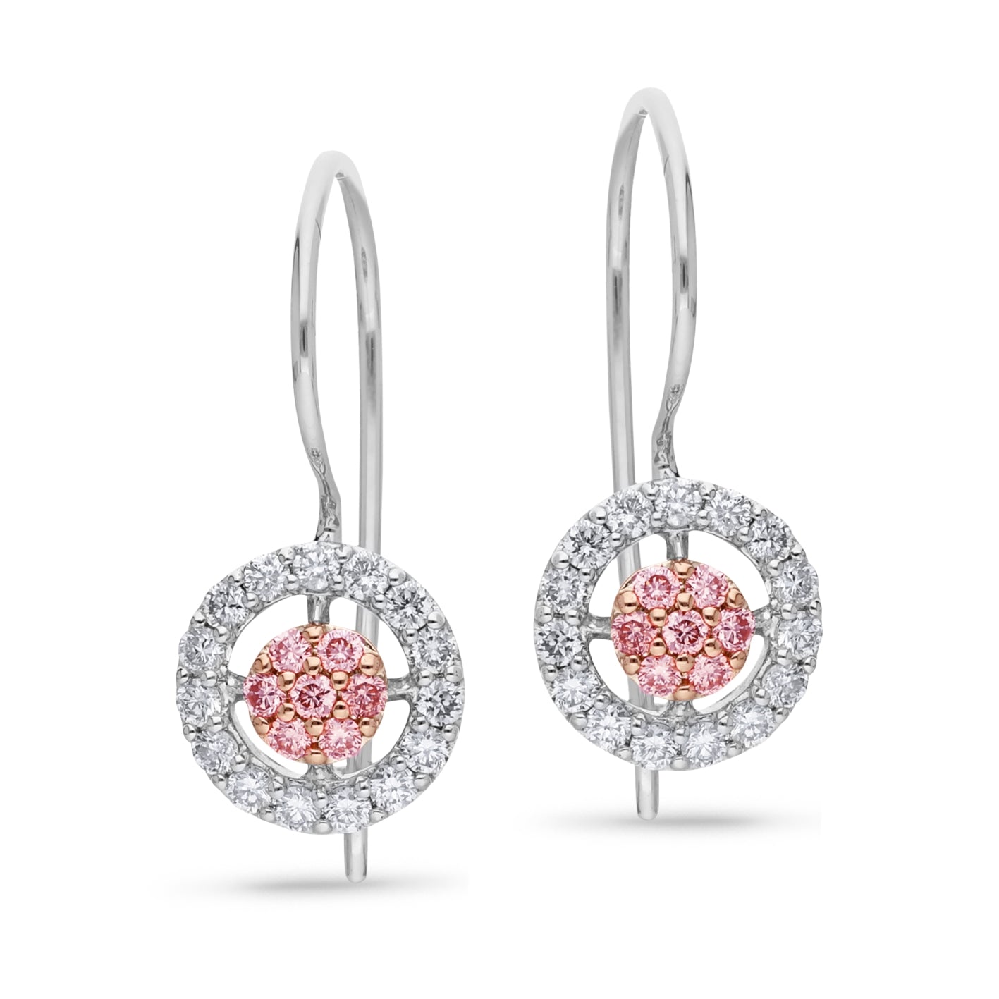9ct White and Rose gold Diamond and Pink Diamond earrings
