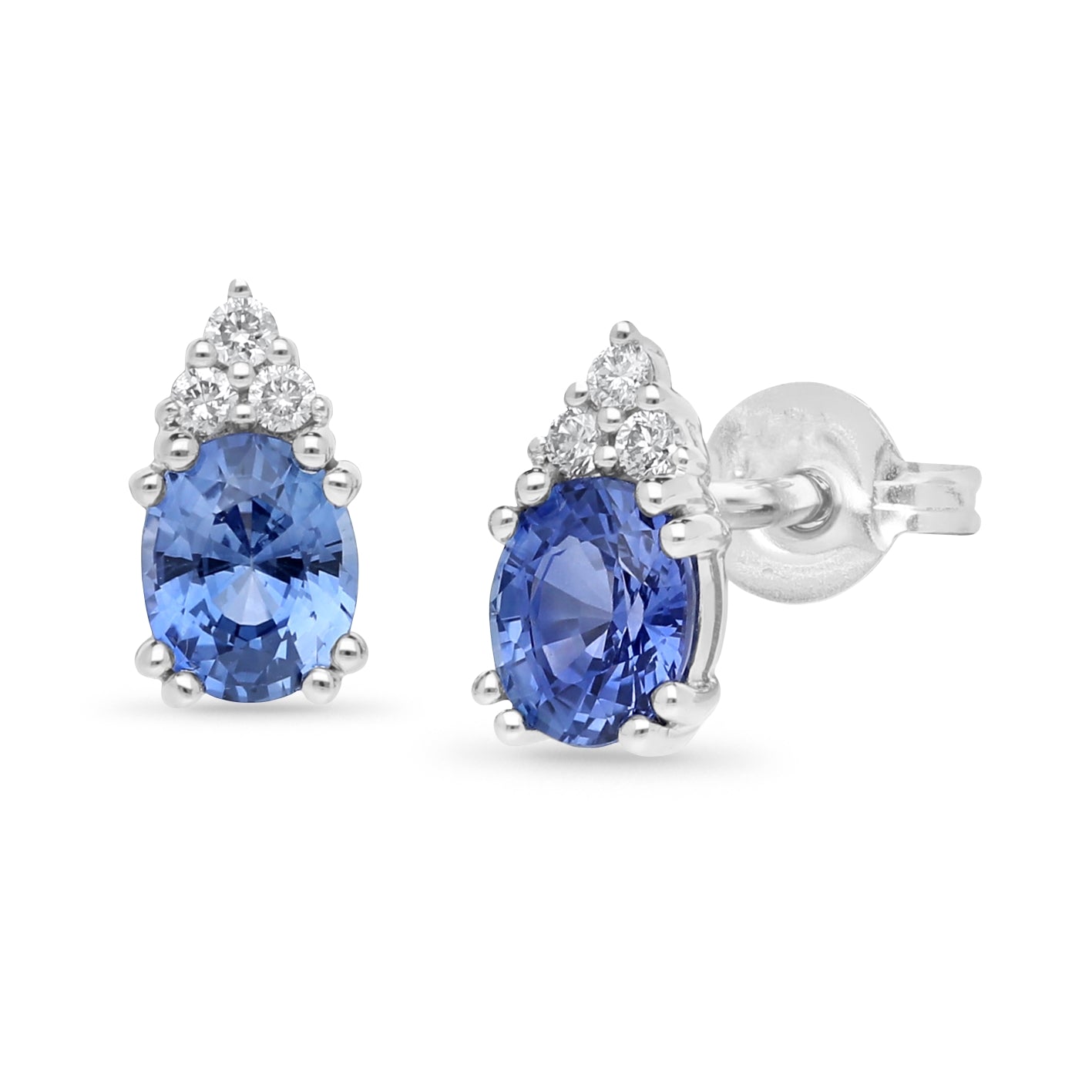 9ct White Gold Topaz and Diamond stud earrings