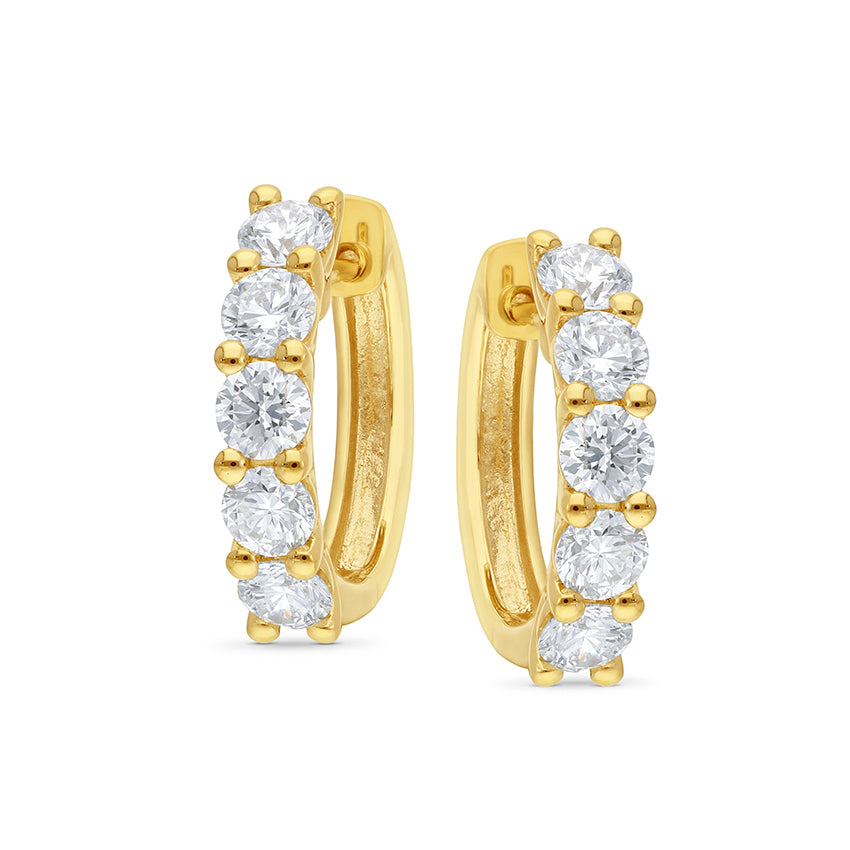 9ct Yellow Gold Lab-Grown Diamond Huggie Earrings, 2.00ct total