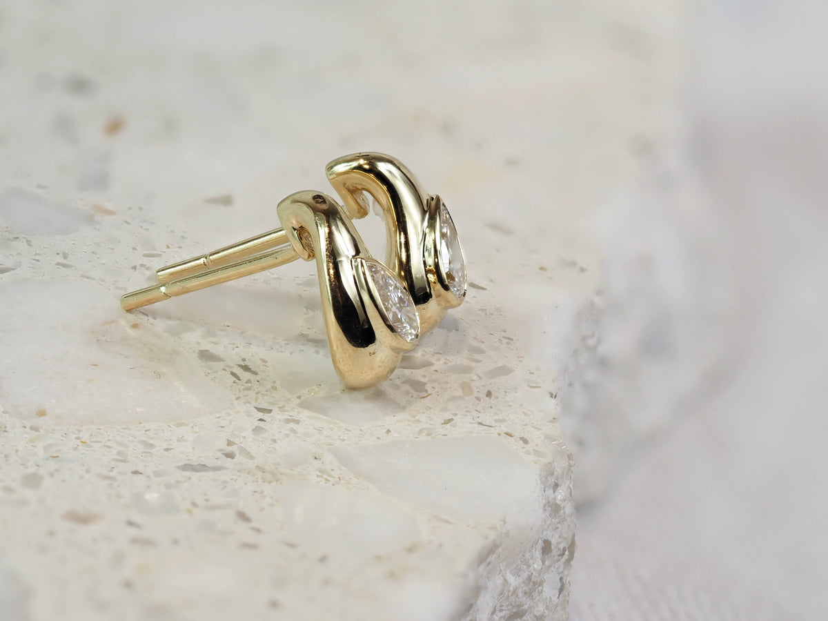 9ct Yellow Gold Pear Cut Lab-Grown Diamond Stud Earrings, 0.50ct Total