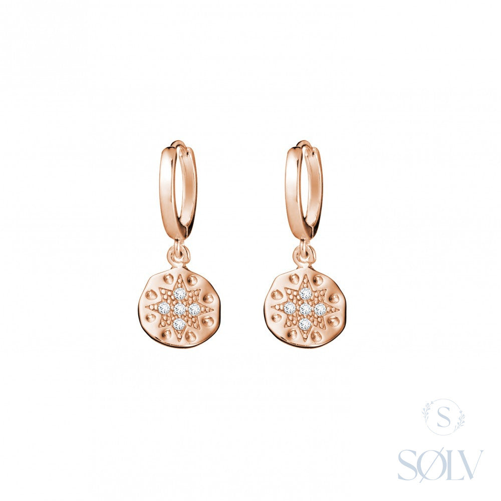 Solv Sterling Silver Gold Plated Cubic Zirconia Disc Huggie Earrings