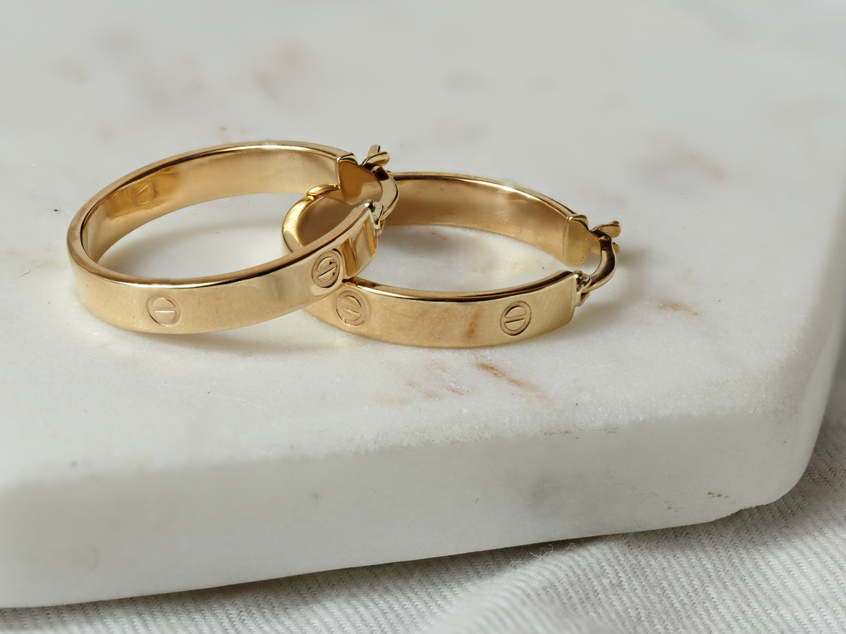 9ct Yellow Gold Tube Huggie Earrings