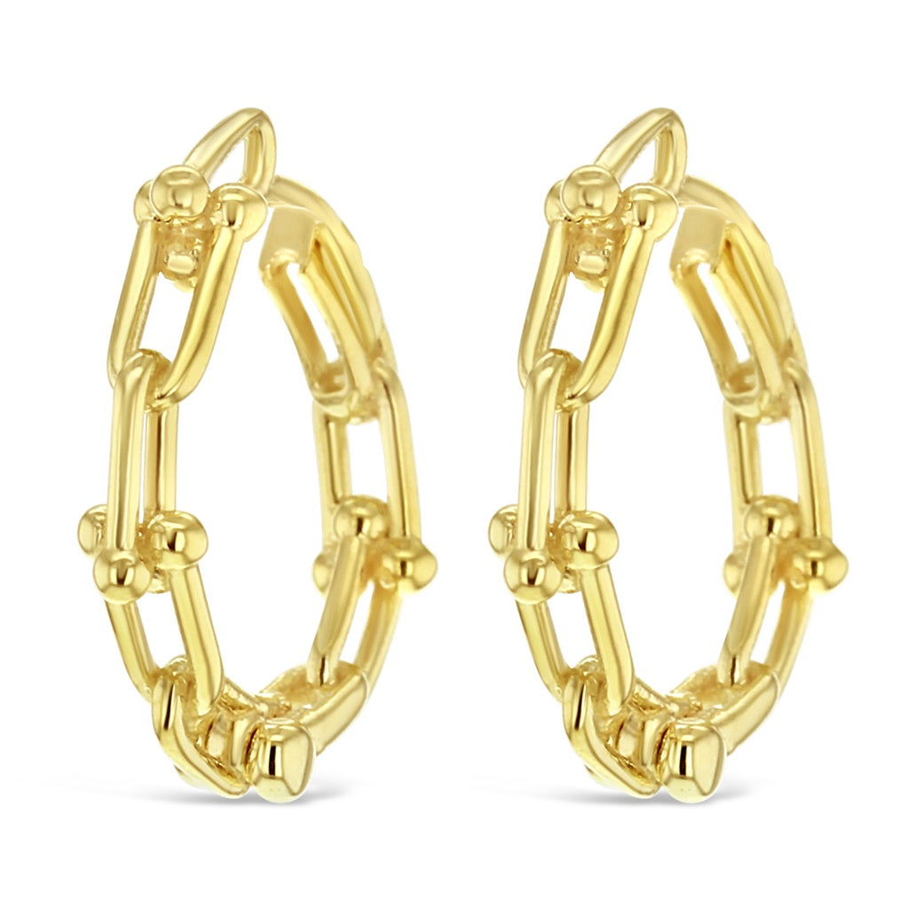 9ct Yellow Gold Chain Link Hoop Earrings