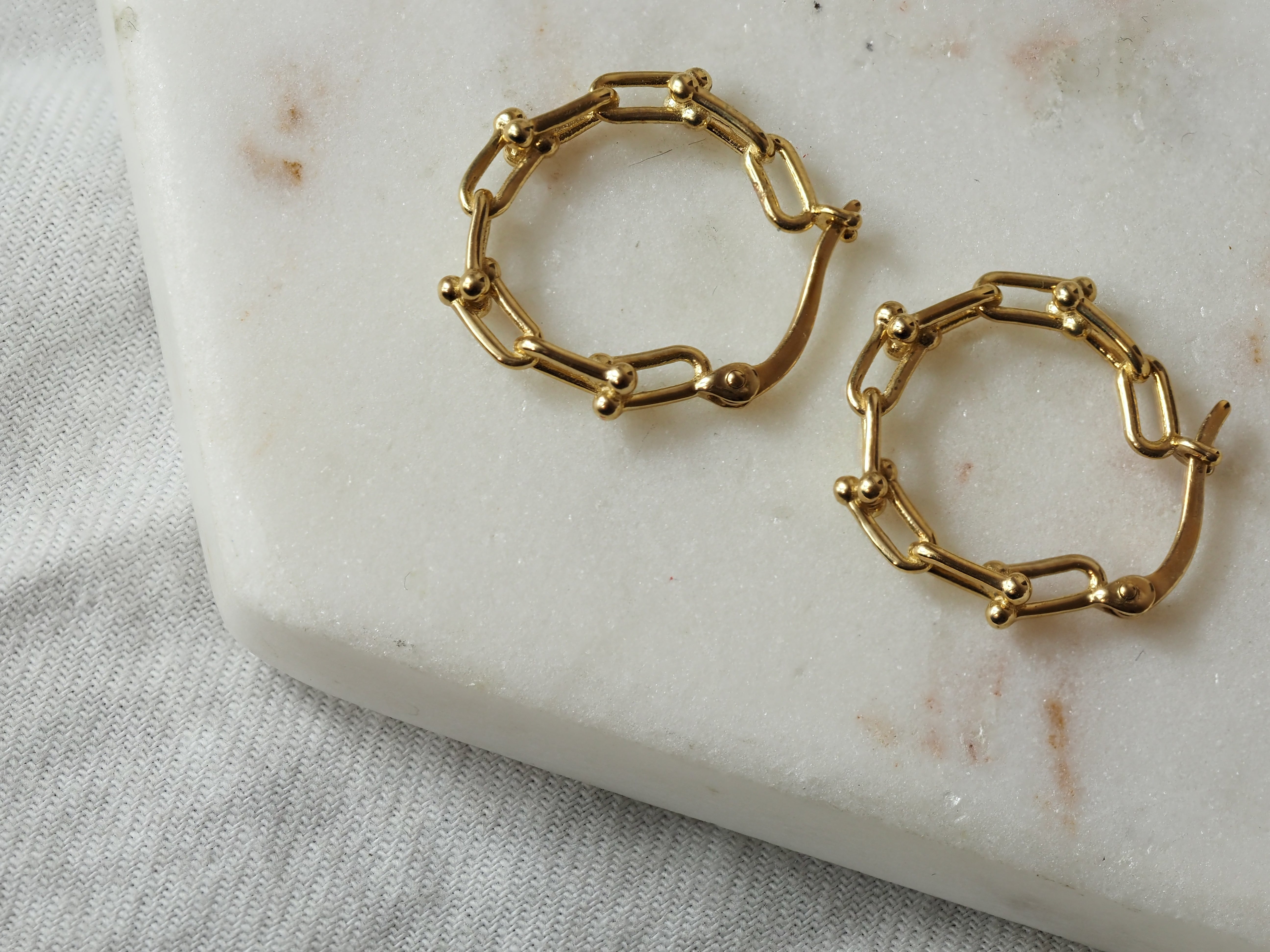 9ct Yellow Gold Chain Link Hoop Earrings