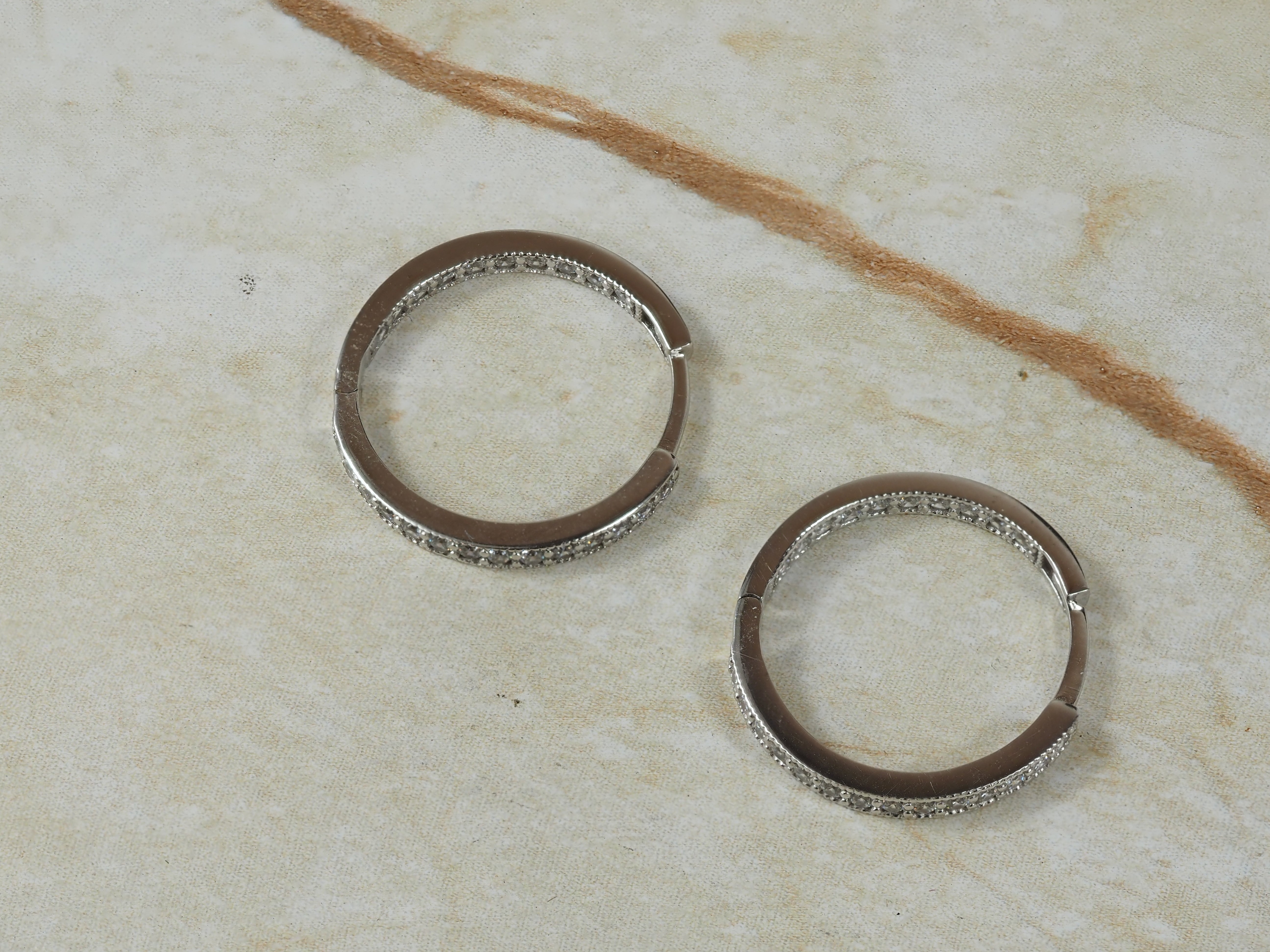 9ct White Gold Claw Set CZ Huggie earrings