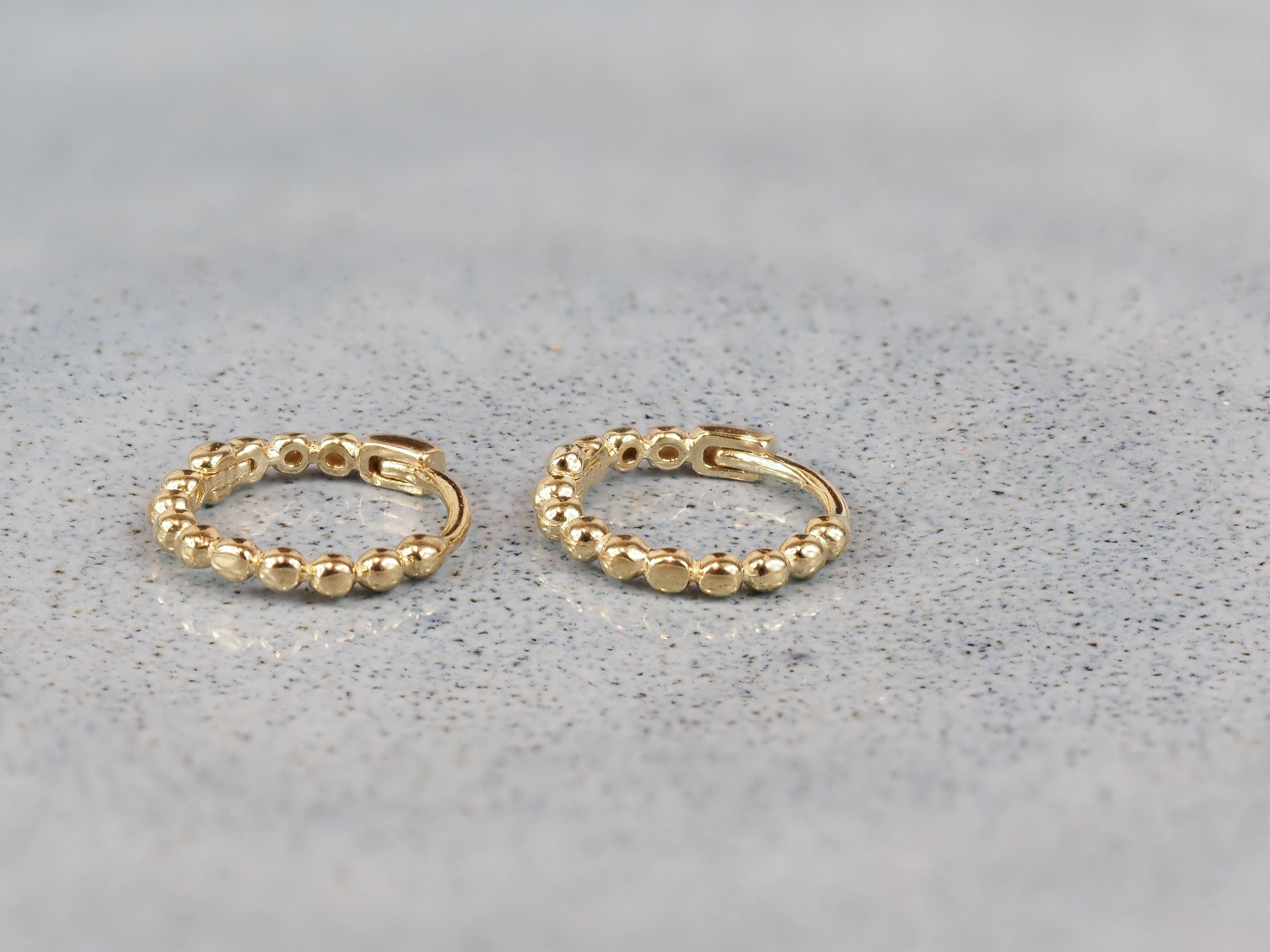 9ct Yellow Gold Bubble Huggie Earrings