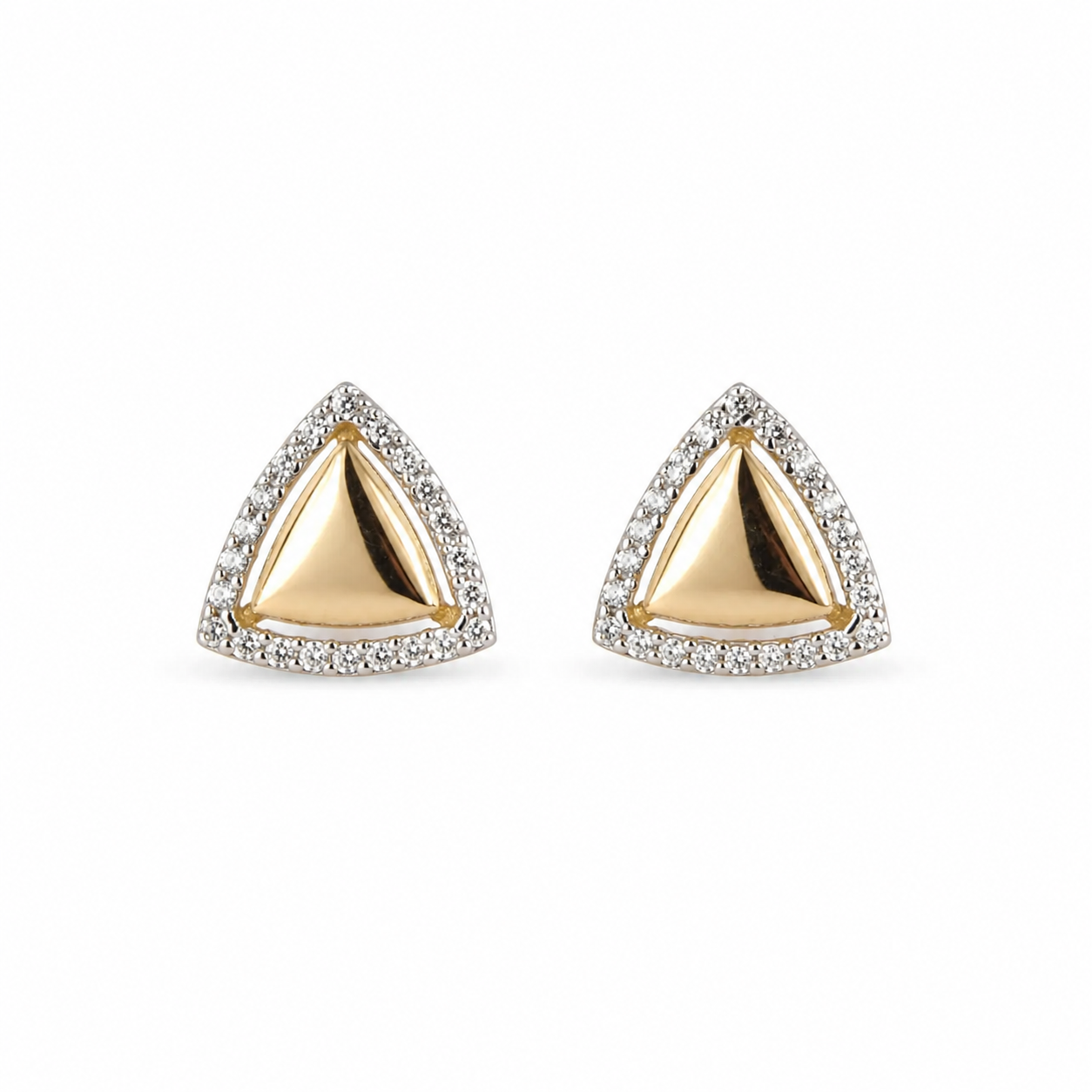 9ct Yellow Gold Triangle Cubic Zirconia Stud Earrings