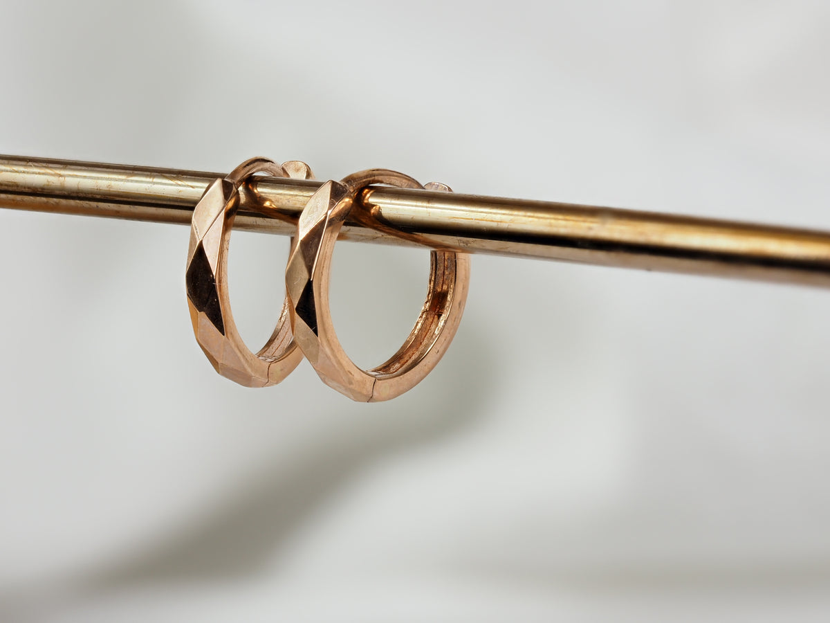 9ct Rose Gold Diamond Cut huggies