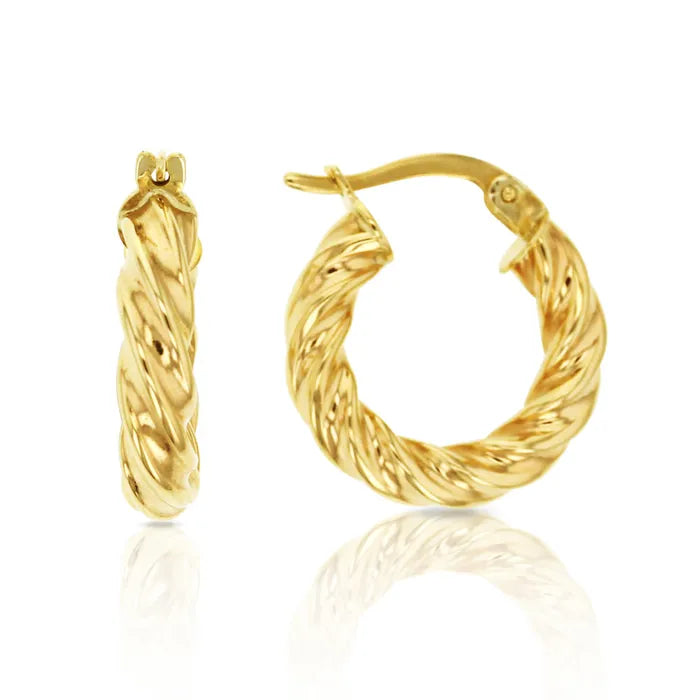 9ct Yellow Gold Twisted Hoop earrings