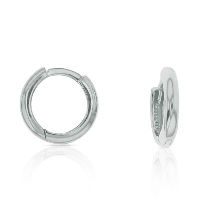 9ct White Gold Plain Huggies