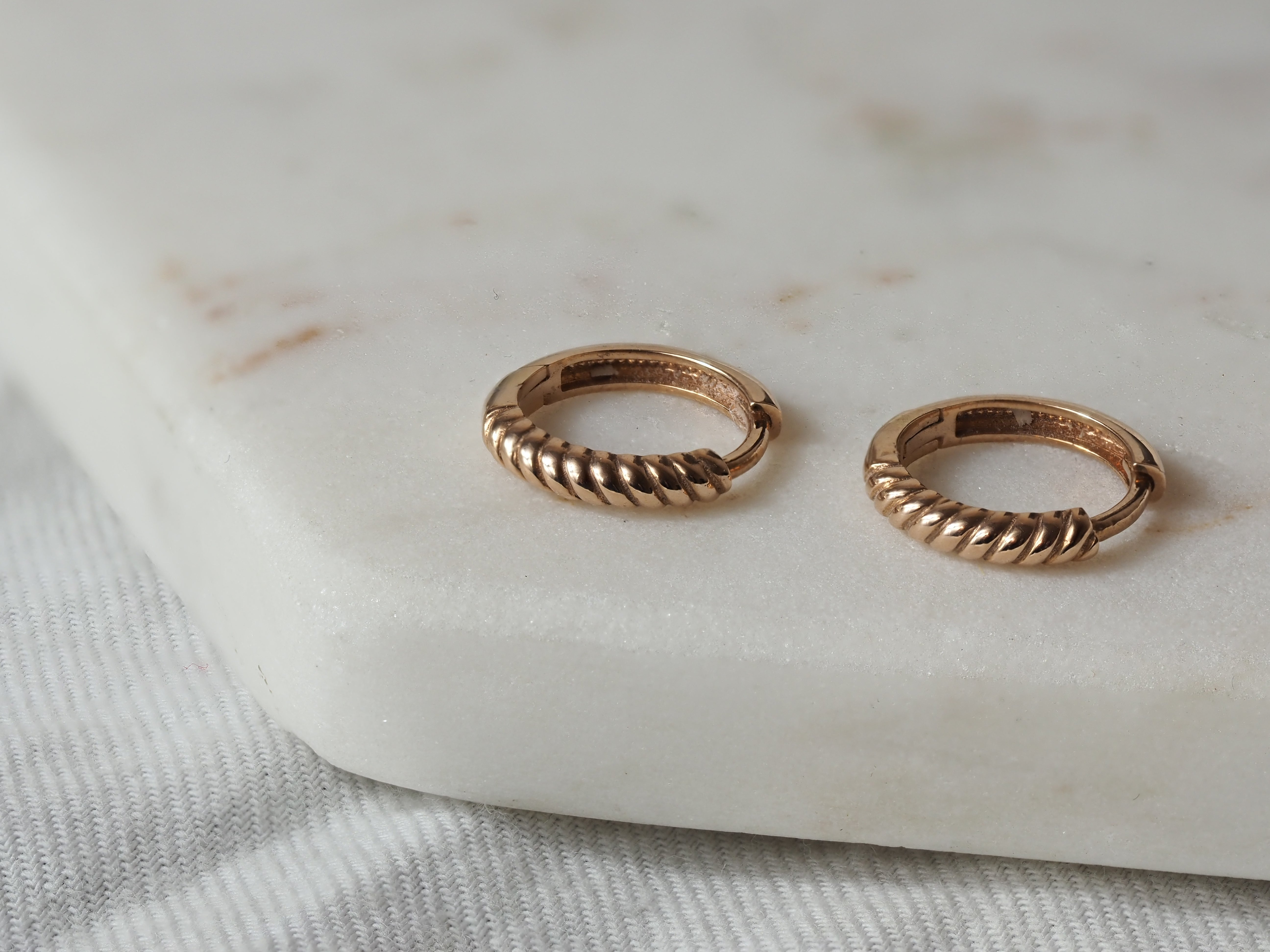 9ct Rose Gold Rope-Look Huggie Earrings