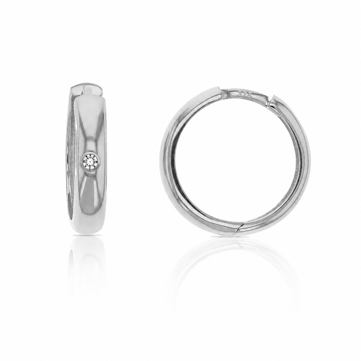 9ct White Gold Cubic Zirconia Mini Huggie Earrings