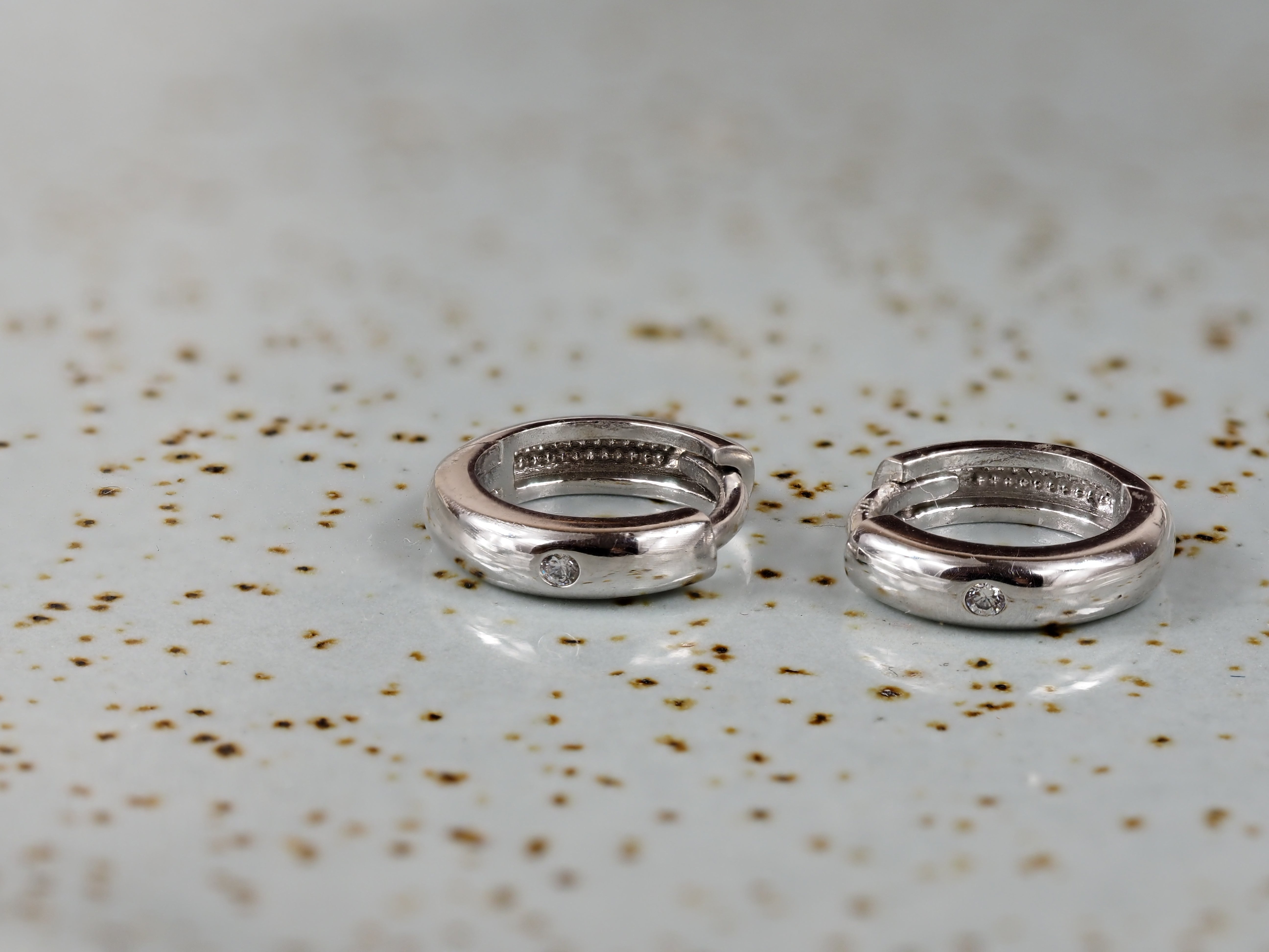 9ct White Gold Cubic Zirconia Mini Huggie Earrings