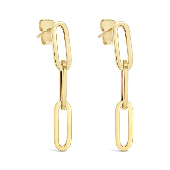 9ct Yellow Gold Paperclip Link drop stud