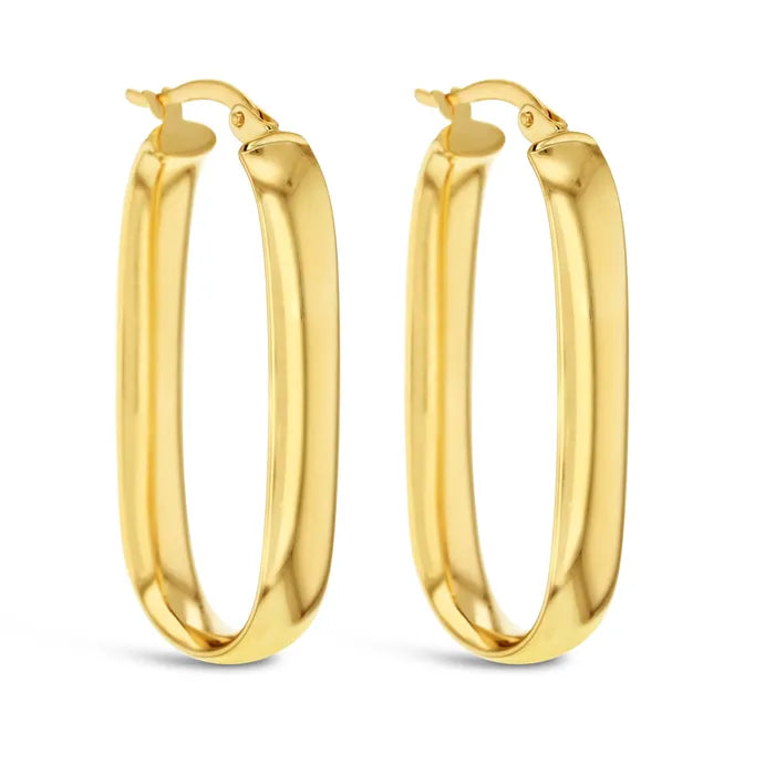 9ct Yellow Gold Wide Oval Shaped Hoop earrings