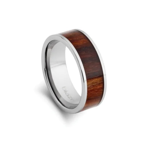 Tungsten Ring with Koa Wood Inlay, size 10