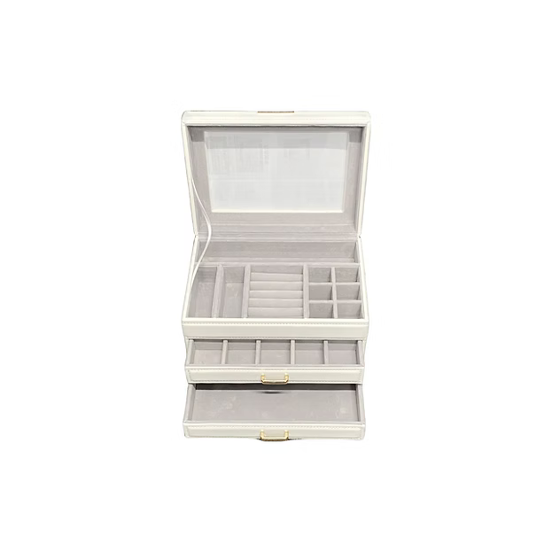 White Glass Lid Jewellery Box
