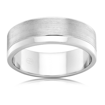 Sterling Silver 8mm Faceted Ring, Brushed and Polished Finish, Size T
