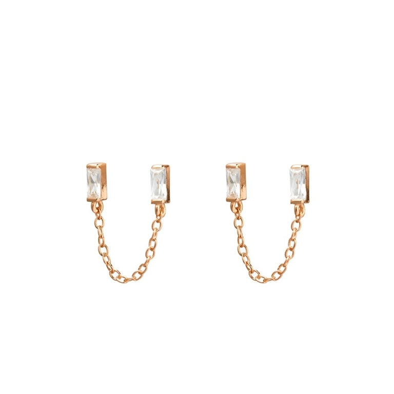 Sterling Silver Gold Plated Double Stud Earrings