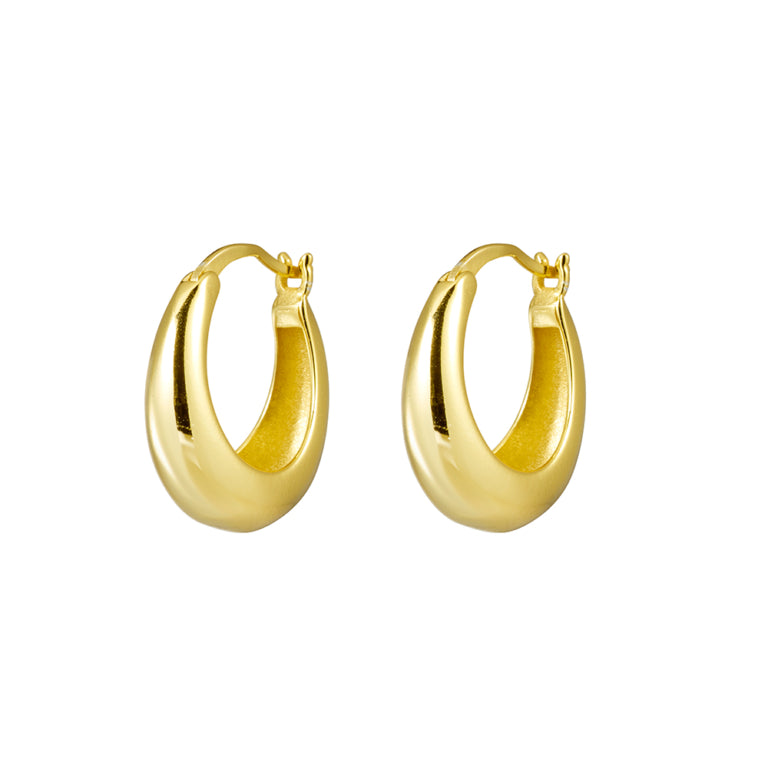 Sterling Silver Gold Plated Tapered Hoop Earrings