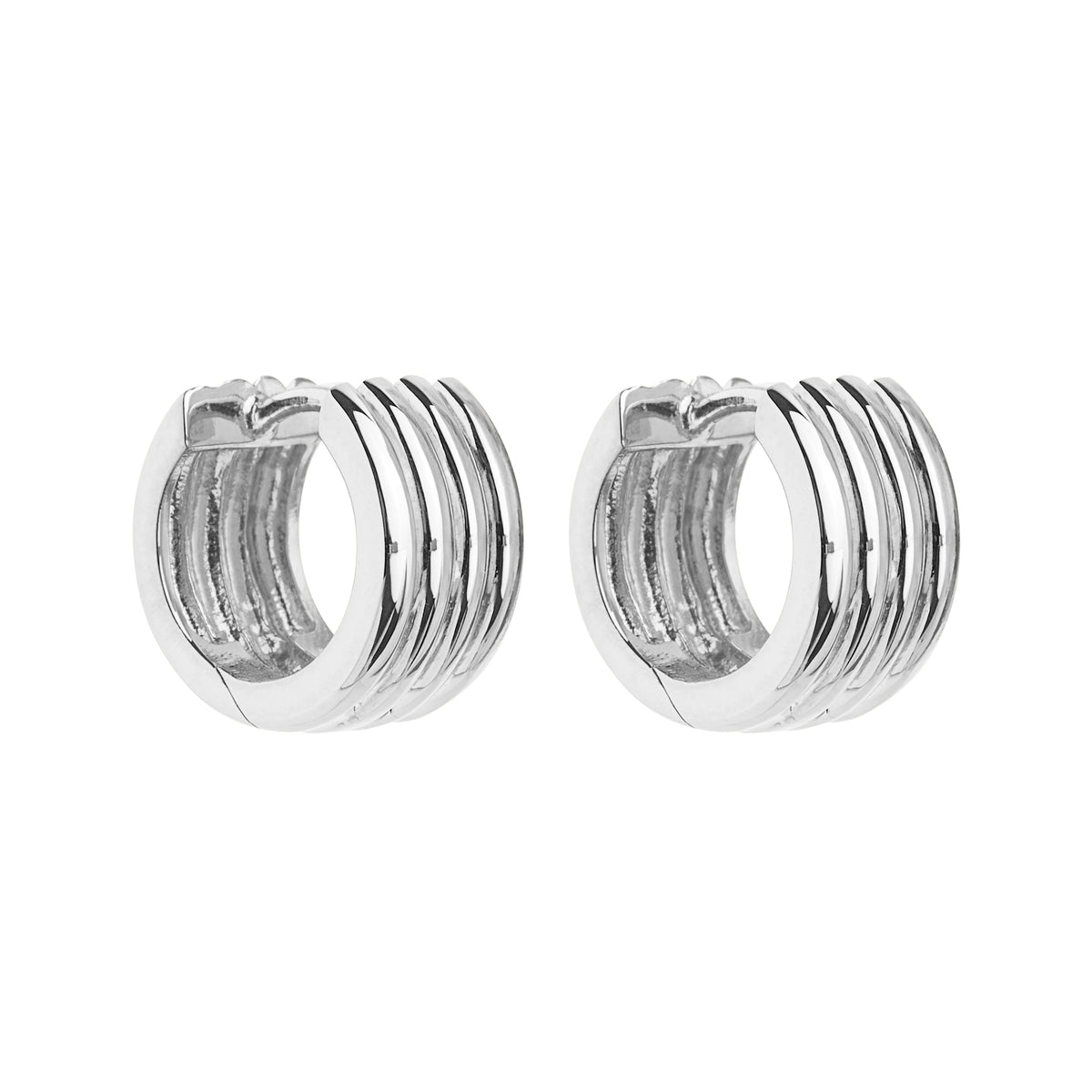 NAJO Ribbed Silver Huggie Earring