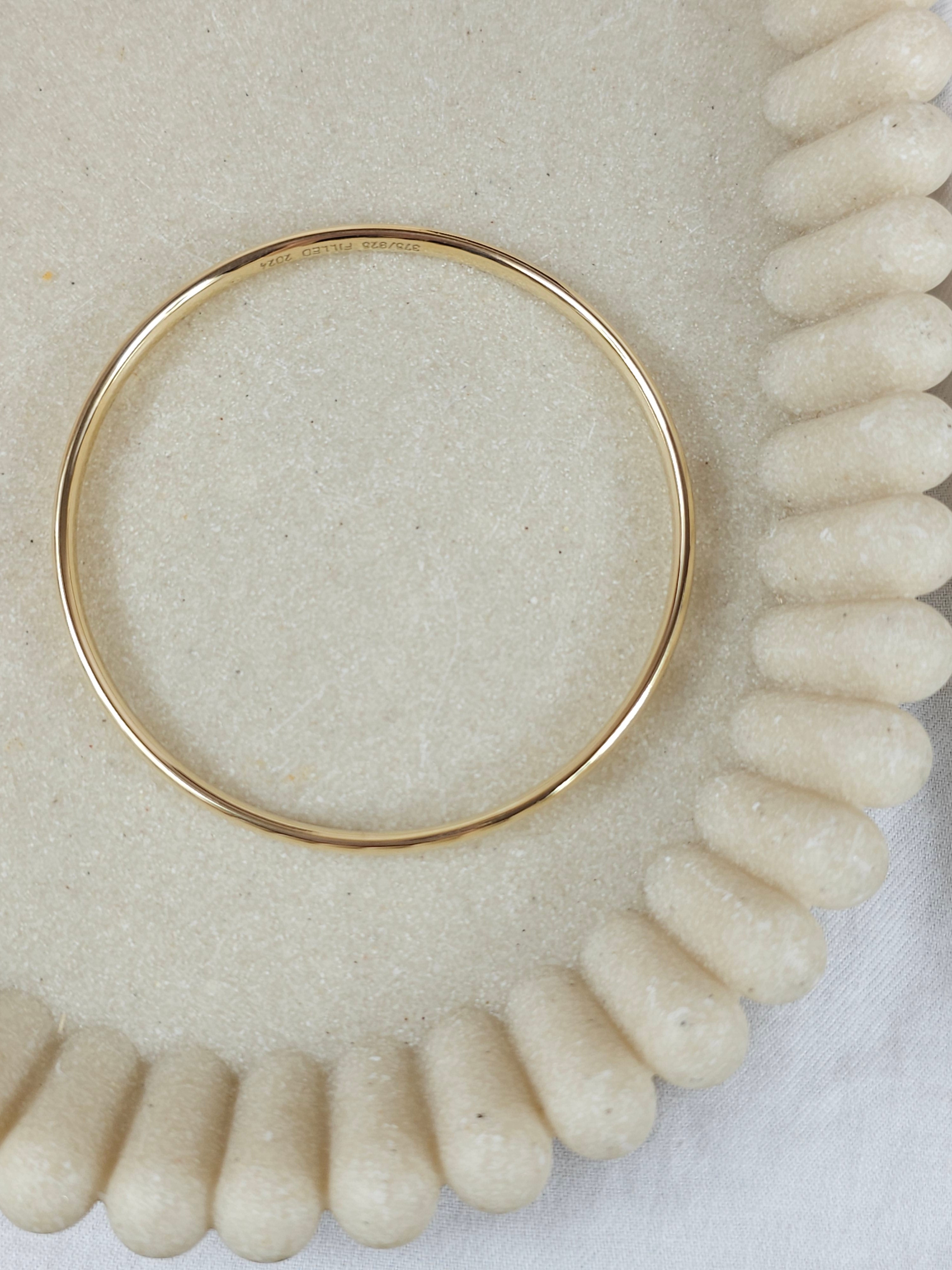 9ct Yellow Gold Silver Filled Bangle, 60mm