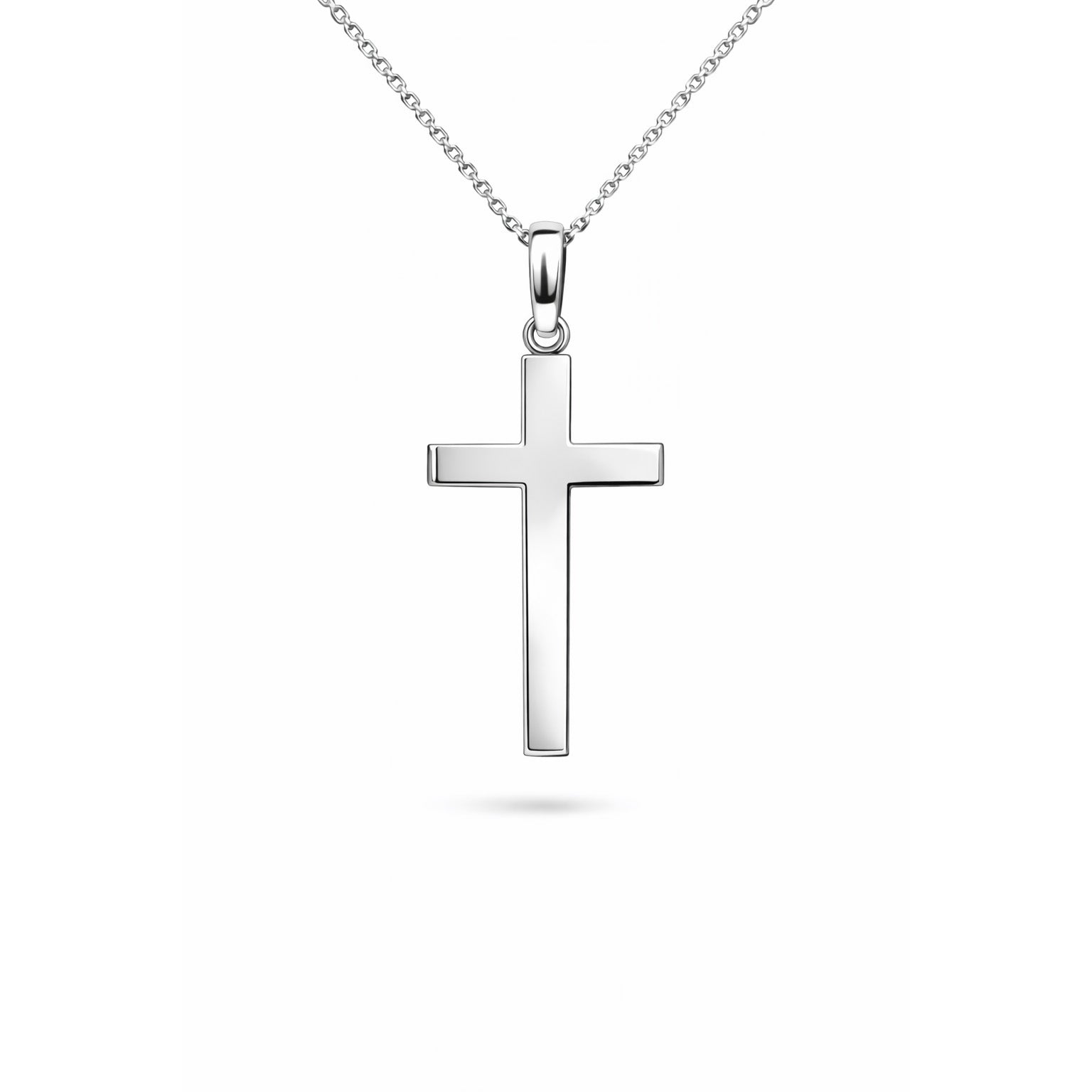9ct White Gold Polished Cross Pendant, 30mm