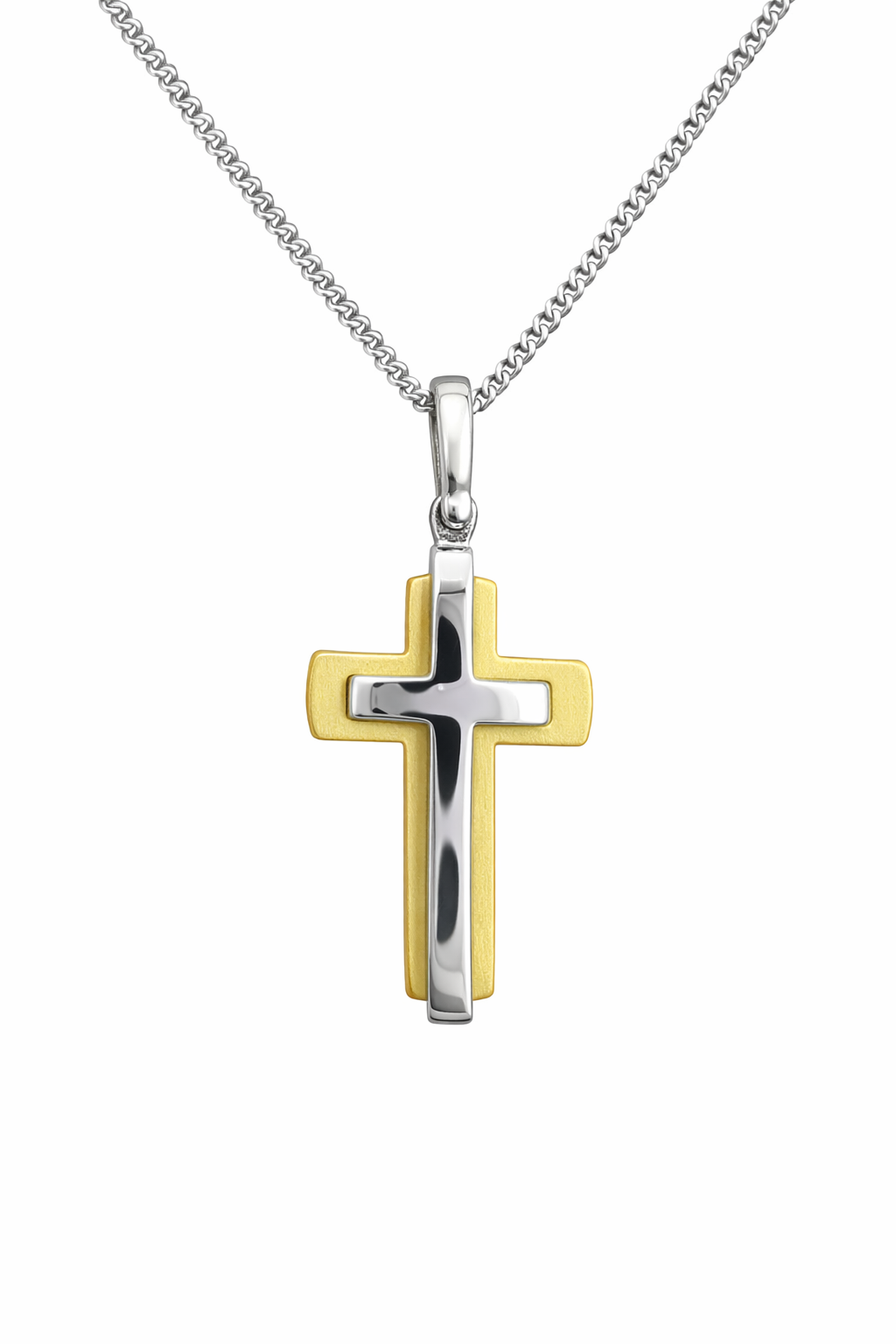 9ct Yellow and White Gold Double Cross, 37mm