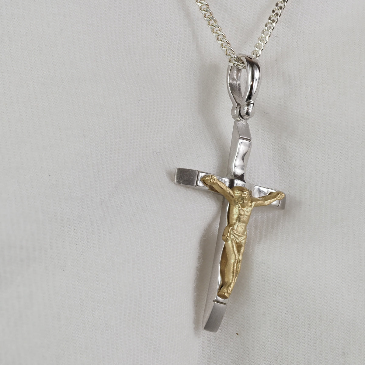 9ct Yellow and White Gold Crucifix, 41mm