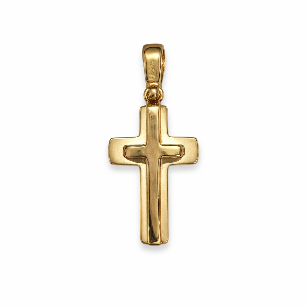 9ct Yellow Gold Double Cross, 26mm