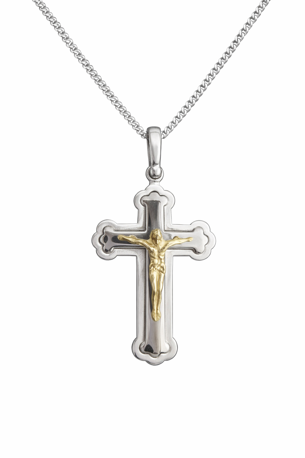 9ct Yellow And White Gold Crucifix, 33mm
