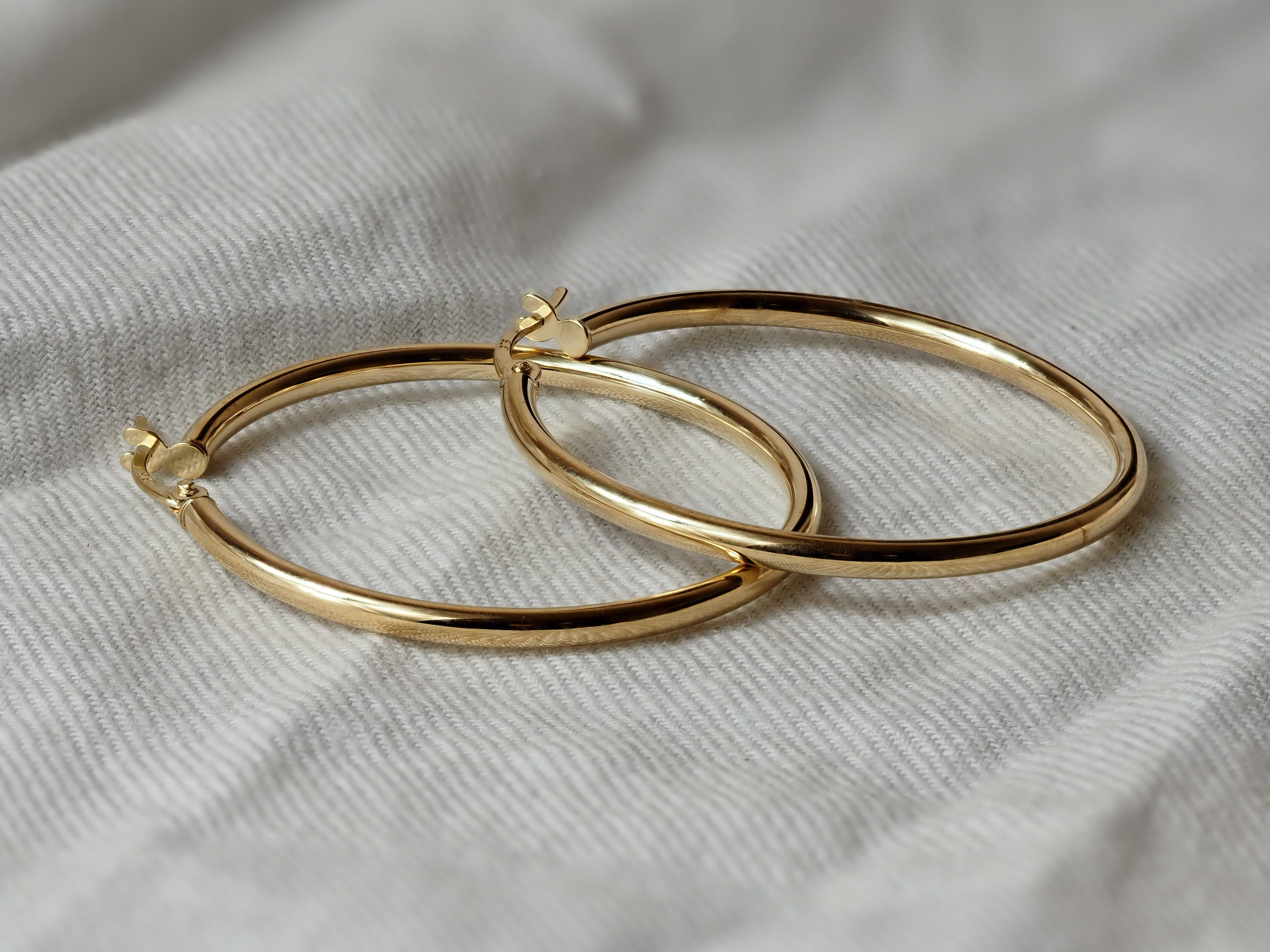 9ct Yellow Gold Hoop Earrings, 30mm