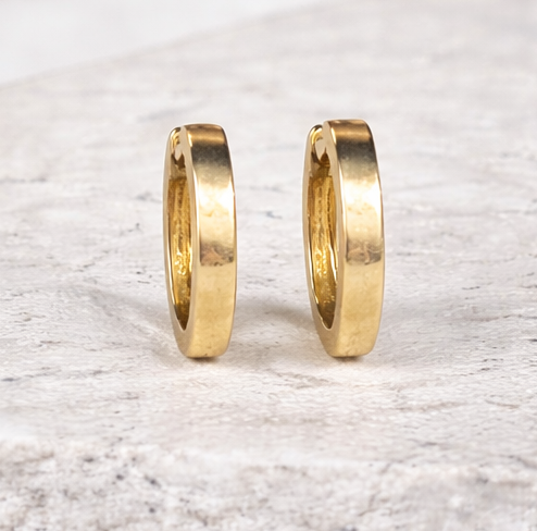 9ct Yellow Gold Tube Huggie Earrings