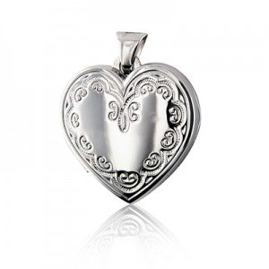Sterling silver heart engraved locket
